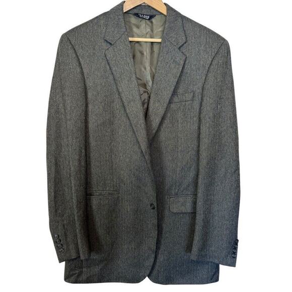 Jos A Bank Mens Herringbone Wool Olive Brown Suit Jacket Blazer 44XL Extra Long - Picture 1 of 16